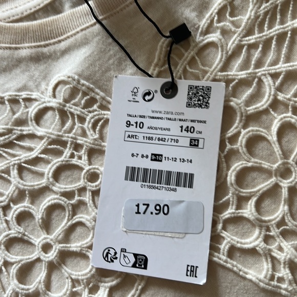 NWT ZARA Girls floral shorts and crochet T-shirt set, size 9-10 - Picture 4 of 14